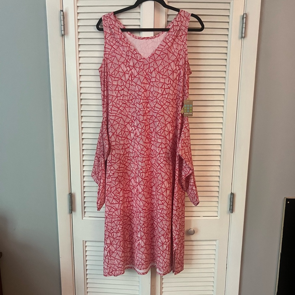 Title Nine Round Trip red and white Midi Dress NWOT